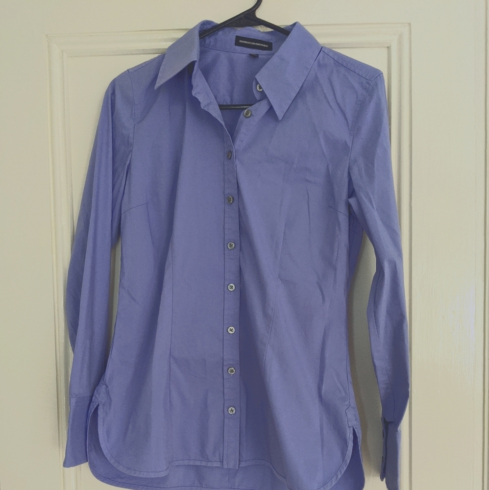 Express Design Studio No Iron Button Up Blouse, M - image 1